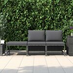 vidaXL Salon de jardin 3 Pièces avec coussins Gris Résine tressée