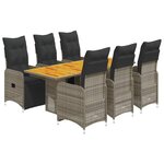 vidaXL Ensemble de bistro de jardin 7 Pièces coussins gris poly rotin