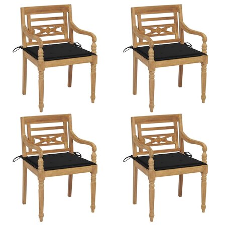 vidaXL Chaises Batavia avec coussins 4 Pièces Bois de teck solide