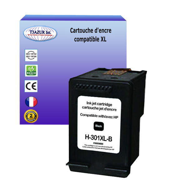 T3azur - cartouche d'encre compatible remplace hp 301 301xl noire pour hp envy 4507 4508 5530 5532 5534 5535 5536 5539