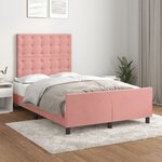 vidaXL Cadre de lit avec tête de lit Rose 120x200 cm Velours