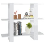 vidaXL Bibliothèque/Séparateur de pièce Blanc brillant 100x30x87 cm
