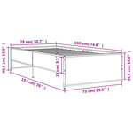 vidaXL Cadre de lit sonoma gris 75x190 cm bois d'ingénierie et métal