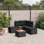 vidaXL Salon de jardin 6 Pièces avec coussins noir résine tressée