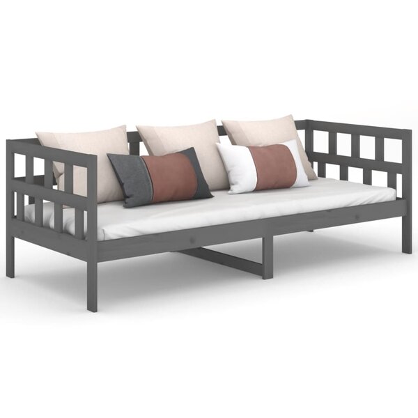 vidaXL Lit de jour gris bois de pin massif 80x200 cm
