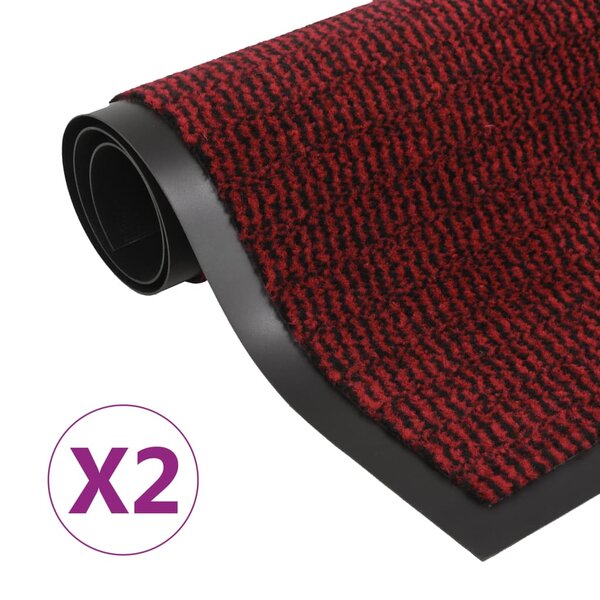 vidaXL Paillassons rectangulaires 2 Pièces 80 x 120 cm Rouge