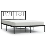 vidaXL Cadre de lit métal avec tête de lit noir 120x190 cm