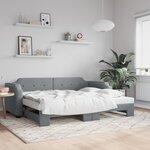 vidaXL Lit de jour avec lit gigogne gris clair 80x200 cm tissu