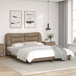 vidaXL Cadre de lit avec lumières LED cappuccino 160x200 cm similicuir