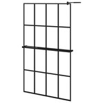 vidaXL Paroi de douche avec étagère Noir 118x190cm Verre ESG&Aluminium