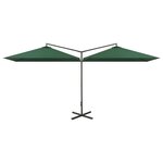 vidaXL Parasol double avec mât en acier Vert 600x300 cm