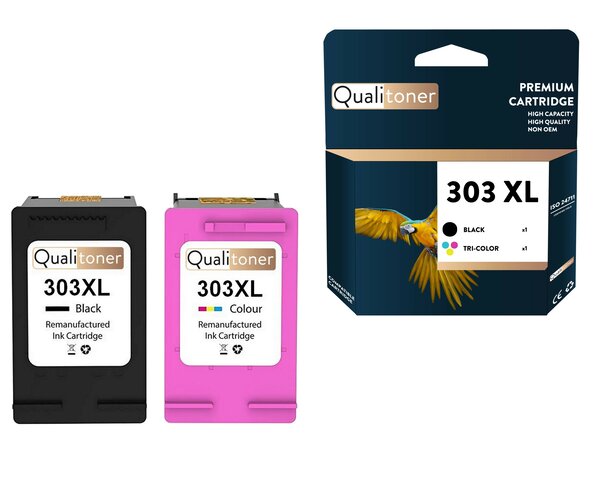 Qualitoner - 2 cartouche compatible pour hp 303xl + 303clxl 303 xl + 303cl xl noir + couleur ()