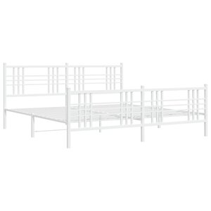 vidaXL Cadre de lit métal avec tête de lit/pied de lit blanc 193x203cm