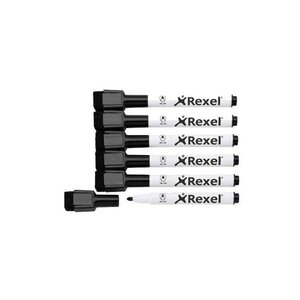 Lot de 6 marqueurs Tableau effaçable Aimanté Noir REXEL