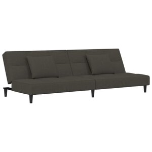 vidaXL Canapé-lit à 2 places avec deux oreillers Gris foncé Velours