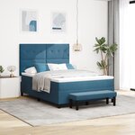 vidaXL Lit à ressort avec matelas et banc bleu nuit 140x190 cm en velours