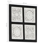 vidaXL Panneau mural sculpté à la main MDF 40x40x1 5 cm Noir et blanc