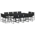 vidaXL Ensemble à manger de jardin avec coussins 13 Pièces noir textilène