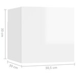 vidaXL Meubles TV muraux 2 Pièces Blanc brillant 30 5x30x30 cm