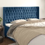 vidaXL Tête de lit avec oreilles Bleu foncé 203x16x118/128 cm Velours