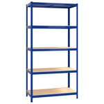 vidaXL Étagères à 5 niveaux 2Pièces Bleu Acier et bois d'ingénierie