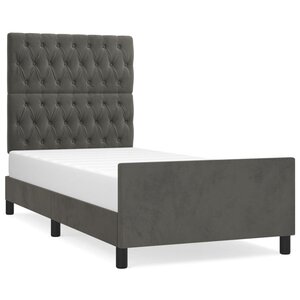 vidaXL Cadre de lit avec tête de lit Gris foncé 90x190 cm Velours