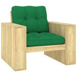 vidaXL Chaise de jardin avec coussins vert Bois de pin imprégné