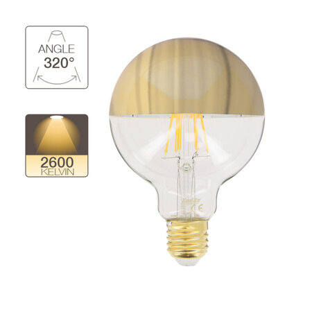 Ampoule LED G95 Gold, culot E27, 360 lumens, lumière blanc chaud