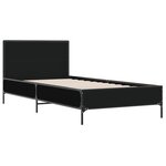 vidaXL Cadre de lit noir 100x200 cm bois d'ingénierie et métal