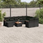 vidaXL Salon de jardin 11 Pièces avec coussins noir résine tressée