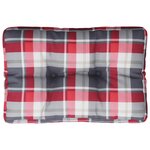 vidaXL Coussin de palette motif à carreaux rouge 60x40x12 cm tissu