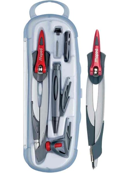 Coffret compas Stop System 5 pièces Gris MAPED