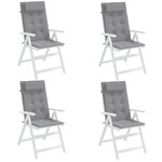 vidaXL Coussins de chaise à dossier haut lot de 4 gris tissu oxford
