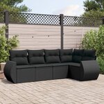vidaXL Salon de jardin 5 Pièces avec coussins noir résine tressée