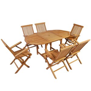 vidaXL Ensemble à manger d'extérieur 7 Pièces Bois de teck solide