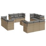 vidaXL Salon de jardin avec coussins 13 Pièces beige résine tressée