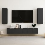 vidaXL Ensemble de meubles TV 5 Pièces Noir Bois d'ingénierie