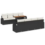 vidaXL Ensemble de 9 canapés de jardin noir en rattan poly