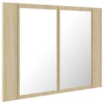 vidaXL Armoire à miroir à LED de bain Chêne sonoma 60x12x45 Acrylique