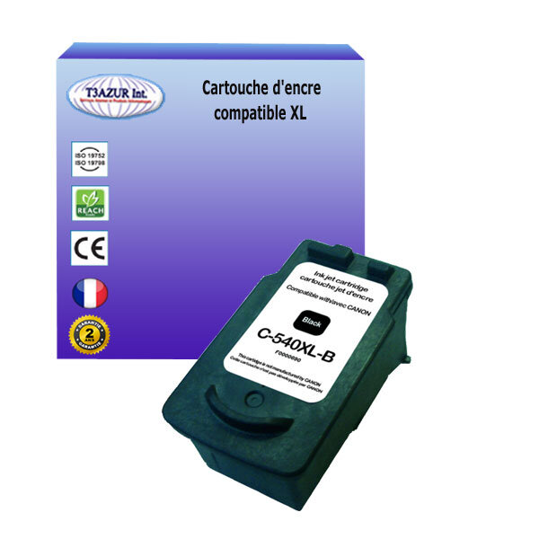 Cartouche compatible avec canon pixma mg2200  mg2250  mg2255  remplace  canon pg-540 xl noire - t3azur