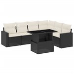 vidaXL Salon de jardin 7 Pièces avec coussins noir résine tressée