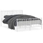 vidaXL Cadre de lit métal avec tête de lit/pied de lit blanc 135x190cm
