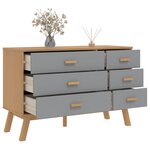 vidaXL Armoire à tiroirs OLDEN gris et marron bois de pin solide