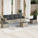 vidaXL Salon de jardin avec coussins 7 Pièces gris clair résine tressée