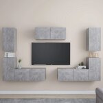 vidaXL Ensemble de meubles TV 7 Pièces Gris béton Bois d'ingénierie