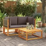 vidaXL Canapés d'angle de jardin et coussins 2Pièces bois massif d'acacia