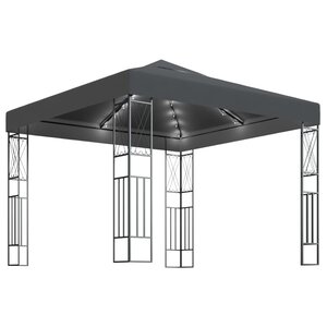 vidaXL Tonnelle avec guirlande lumineuse à LED 3x3 m Anthracite Tissu