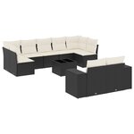 vidaXL Salon de jardin 10 Pièces avec coussins noir résine tressée