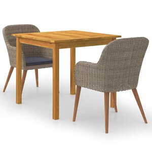vidaXL Ensemble de salle à manger de jardin 3 Pièces Marron