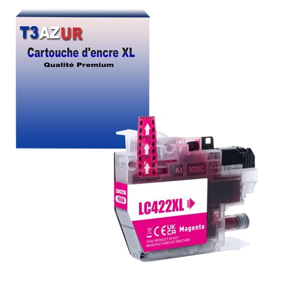 T3AZUR- Cartouche compatible avec Brother LC422 XL pour Brother MFC-J6590DW  MFC-J6940DW  Magenta